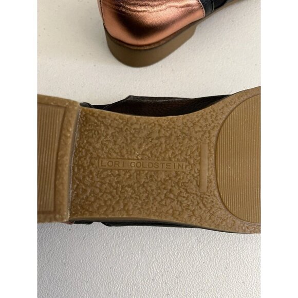 Lori Goldstein Flat Loafers Women 9.5 Black And Rose Gold Slip on Leather Upper - Picture 9 of 12